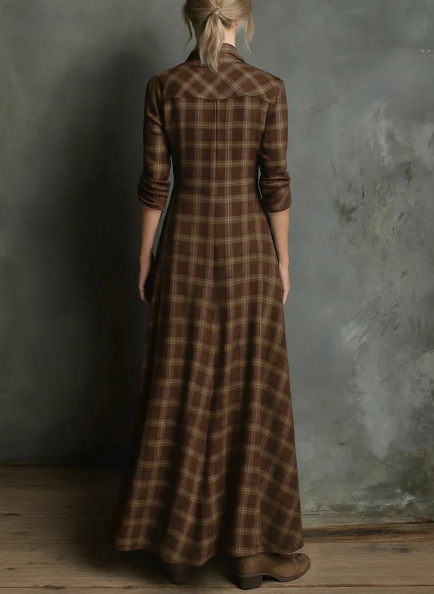 Karina | Long Red Check Dress