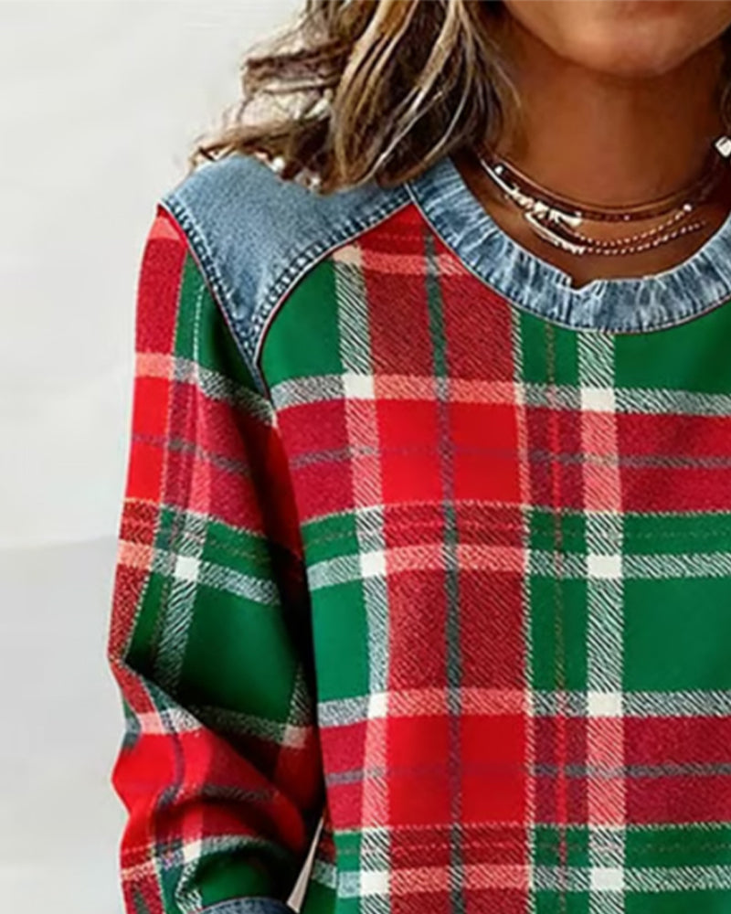 Ivey | Sweatshirt with Checkered Patchwork