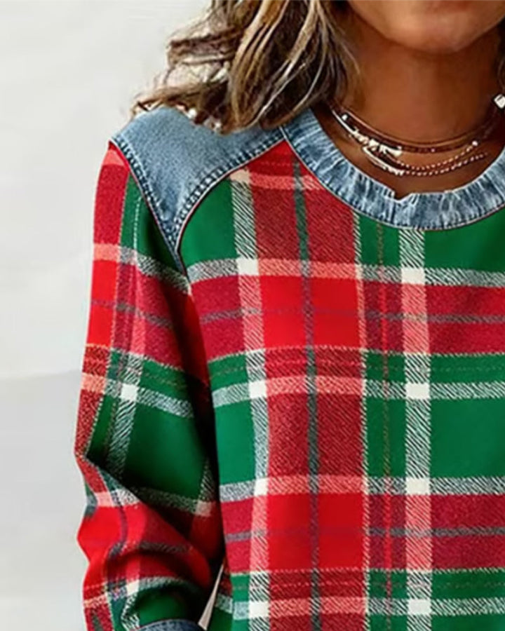 Ivey | Sweatshirt with Checkered Patchwork