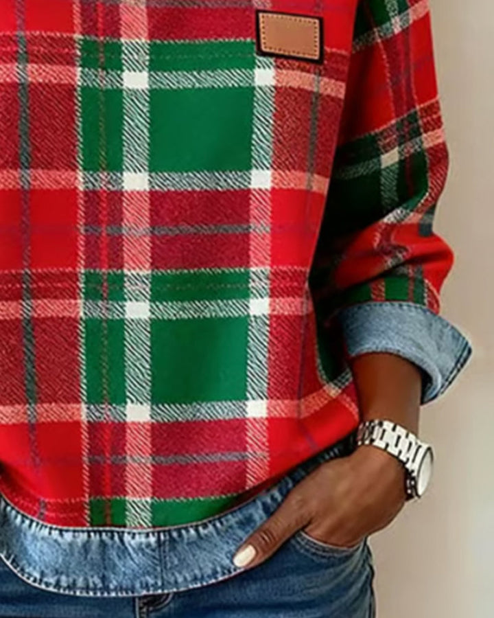 Ivey | Sweatshirt with Checkered Patchwork