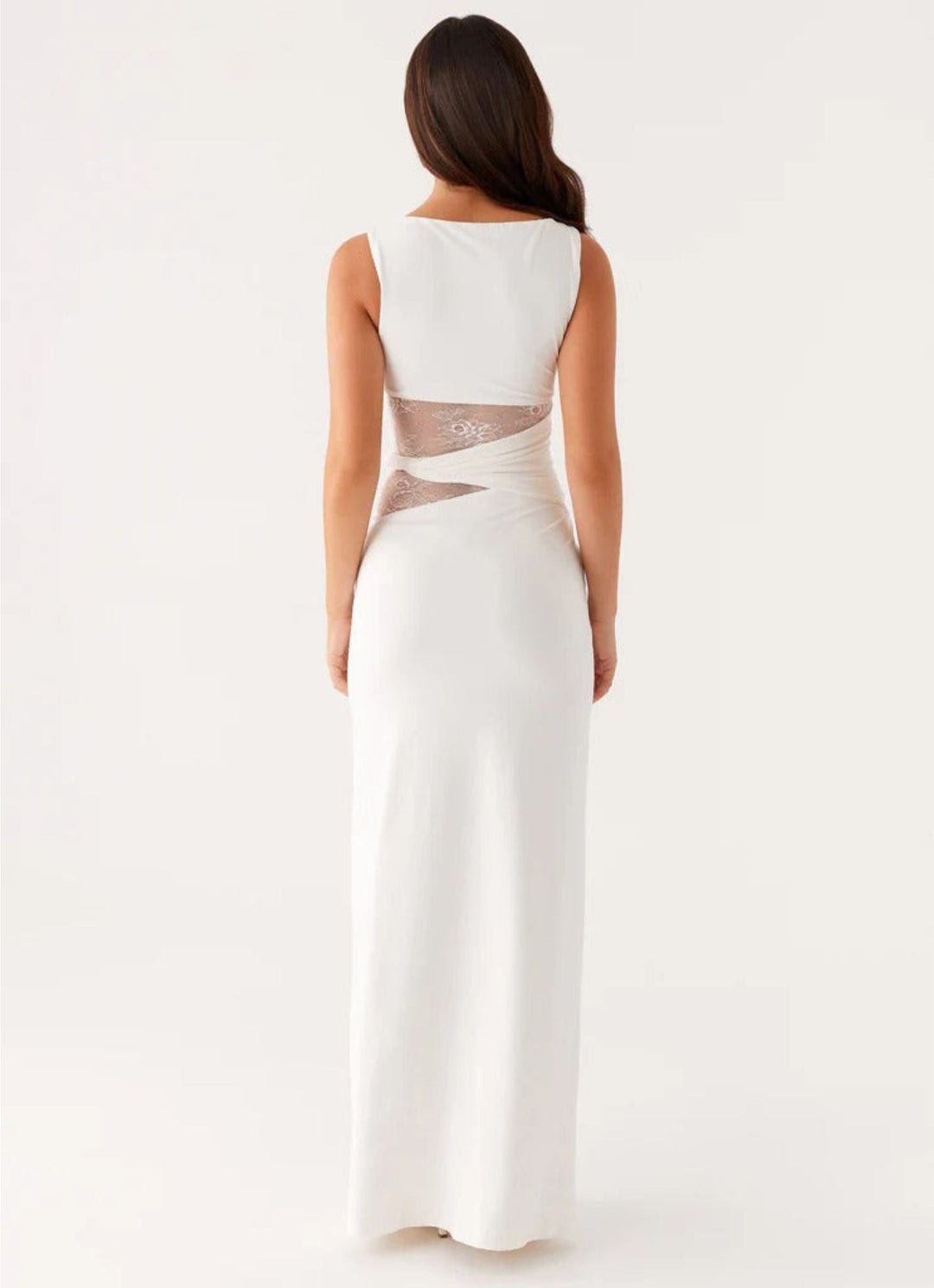 Leni | White dress with Subtle Cutouts and Lacing