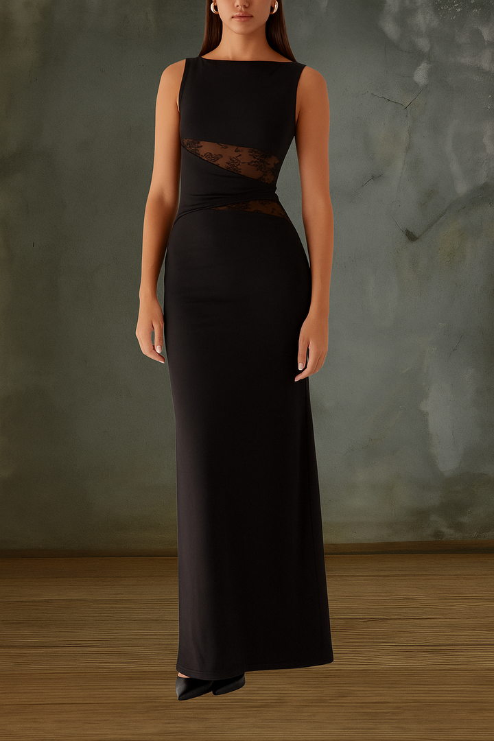 Leni | Black dress with Subtle Cutouts and Lacing