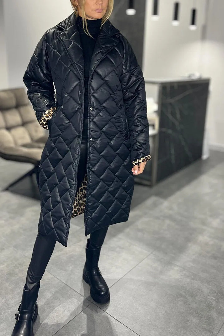 Joanna | Reversible Coat with Leopard Lining